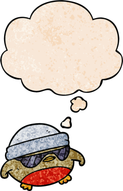 Bir insan tarafından çizilmiş grunge desenli düşünce baloncuğu olan havalı noel robinleri.