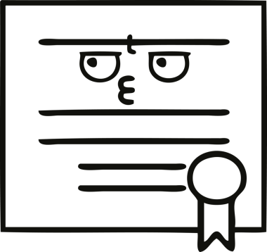 Mezuniyet diplomasını çizen çizgi bir insan tarafından çizilmiş.