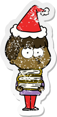 Bir insan tarafından çizilmiş Noel Baba şapkası takan meraklı bir çocuğun el yazısı.