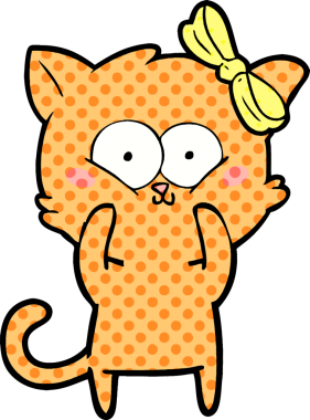 Bir insan tarafından çizilmiş çizgi film kedisi.