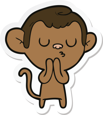 Bir insan tarafından çizilmiş çizgi film maymununun çıkartması.