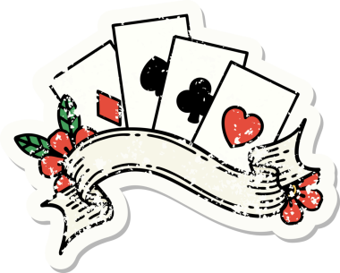 Geleneksel kart stili ve bir insanın çizdiği pankart dövmesi