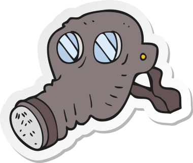 Bir insan tarafından çizilmiş gaz maskesi çıkartması.