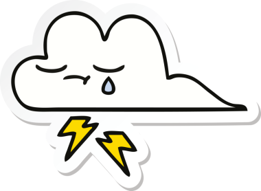 Bir insan tarafından çizilmiş şirin bir gökgürültüsü bulutunun çıkartması.