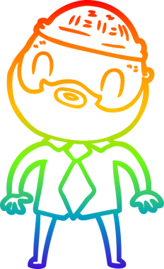 Gökkuşağı gradyan çizgi çizimi bir insan tarafından çizilmiş sakallı bir adamın