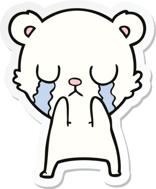 Bir insan tarafından çizilmiş ağlayan kutup ayısının çıkartması.