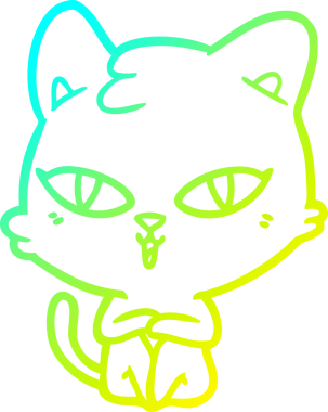 Bir insan tarafından çizilen çizgi film kedisinin soğuk gradyan çizgisi.