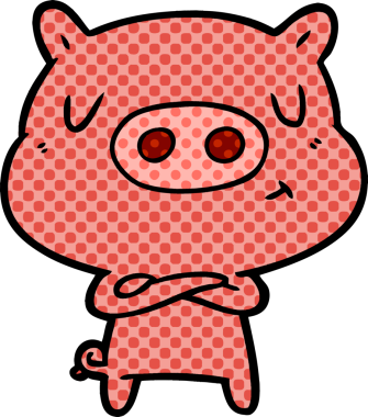 Bir insan tarafından çizilmiş çizgi film içerikli domuz.