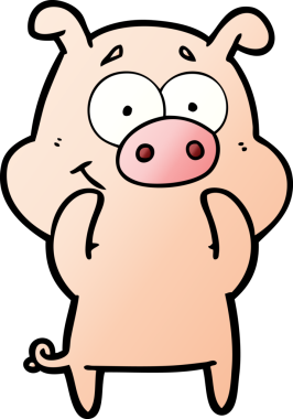 Bir insan tarafından çizilmiş mutlu çizgi film domuzu.