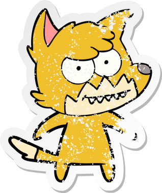 Bir insan tarafından çizilmiş sırıtan tilki çizgi filminin sıkıntılı çıkartması.