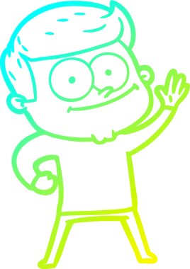 Bir insan tarafından çizilmiş mutlu bir adamın soğuk çizgi çizimi.