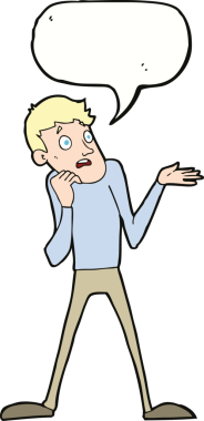 Bir insan tarafından çizilmiş konuşma balonlu sinirli bir adam.