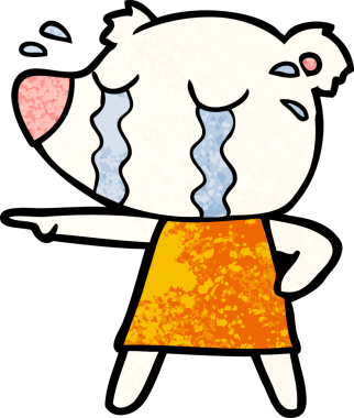 Bir insan tarafından çizilmiş üzgün küçük kutup ayısı çizgi filmi.