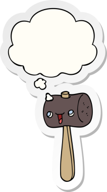 Düşünce baloncuklu çizgi film sopası insan tarafından çizilmiş bir çıkartma.