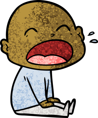 Bir insan tarafından çizilmiş kel adam diye bağıran çizgi film.