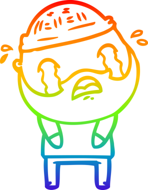 Bir insan tarafından çizilmiş ağlayan sakallı bir adamın çizimi.