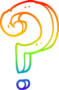 gökkuşağı gradyan çizgi çizimi bir insan tarafından çizilmiş soru işareti