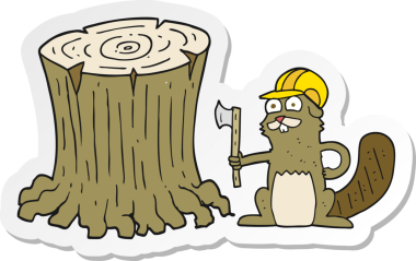 Bir insan tarafından çizilmiş bir kunduzun çıkartması.