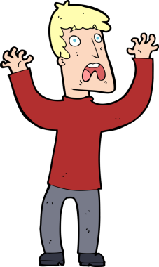 Bir insan tarafından çizilmiş korkmuş bir adam.