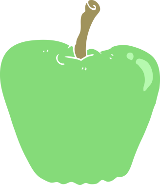 Bir insan tarafından çizilmiş elmanın düz renk çizimi