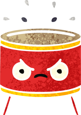 Bir insan tarafından çizilmiş davulun retro çizim tarzı karikatürü