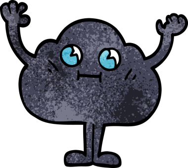 bir insan tarafından çizilmiş kara bulut karakteri.