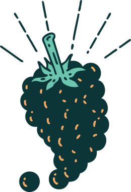 Bir insan tarafından çizilmiş geleneksel bir üzüm demeti dövmesi çizimi