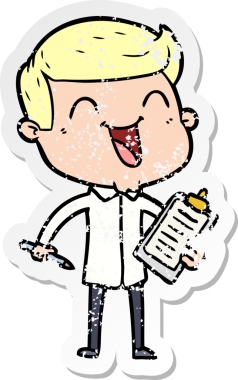 Bir insan tarafından çizilmiş mutlu bir adamın sıkıntılı çıkartması.