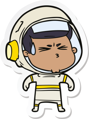 Bir insan tarafından çizilmiş astronotun çizdiği bir çizgi film çıkartması.