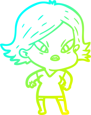 Bir insan tarafından çizilmiş soğuk gradyan çizgi çizimi stresli bir kadın