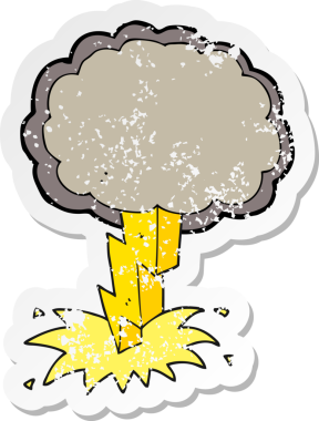 Bir insan tarafından çizilmiş bir çizgi film yıldırımının gerilimli yapıştırması.