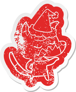 Dost canlısı çizgi film, Noel Baba şapkası takan bir tilkinin sıkıntılı çıkartması.