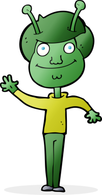 Bir insan tarafından çizilmiş uzaylı çizgi filmi.