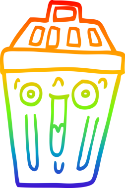 gökkuşağı gradyan çizgi çizimi bir insan tarafından çizilmiş bir çöp kutusu