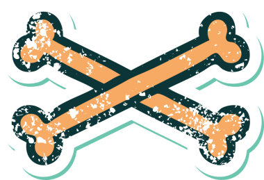 Bir insan tarafından çizilmiş çapraz kemiklerin sembolik depresif dövme şekli