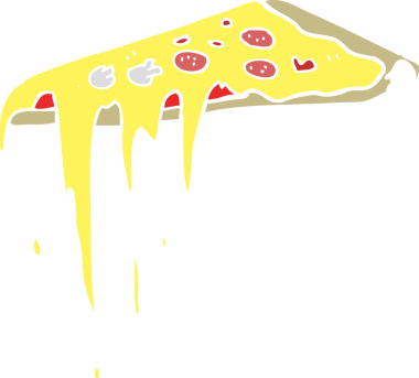 Bir insan tarafından çizilmiş pizzanın düz renk çizimi