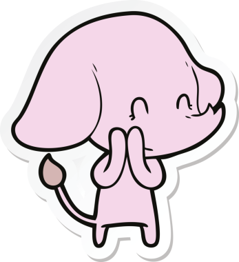 Bir insan tarafından çizilmiş şirin bir fil çıkartması.