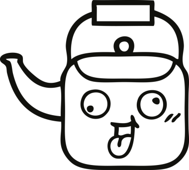 Bir insan tarafından çizilmiş bir çaydanlığın çizgi çizimi