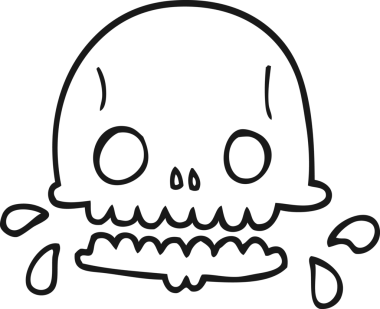 Bir insan tarafından çizilmiş ürkütücü bir kafatası.