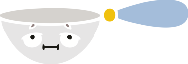 Bir insan tarafından çizilmiş bir kaşığın düz renkli retro karikatürü