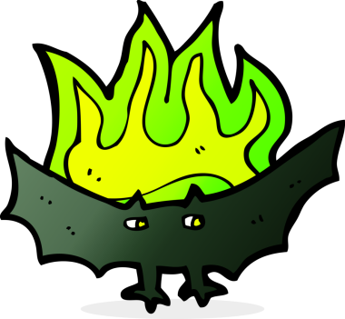 Bir insan tarafından çizilmiş ürkütücü vampir yarasa çizgi filmi.