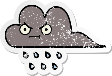 Bir insanın çizdiği yağmur bulutu çizgi filminin sıkıntılı çıkartması.