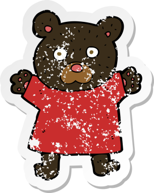 Bir insan tarafından çizilmiş şirin siyah ayının gerilmiş çıkartması.