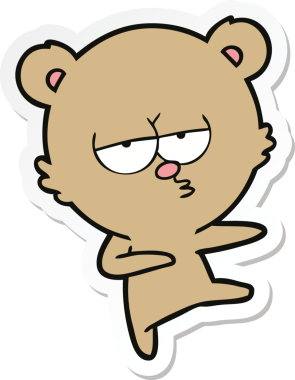 Bir insan tarafından çizilmiş sıkılan ayı çizgi filminin çıkartması.