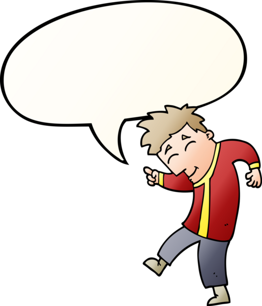 Bir insan tarafından çizilmiş, konuşma baloncuklu çizgi film dansçısı.