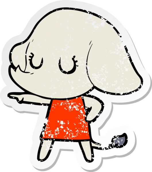 Bir insan tarafından çizilmiş şirin bir filin sıkıntılı çıkartması