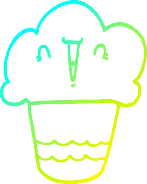 Bir insan tarafından çizilmiş soğuk gradyan bir çizgi film keki çizimi