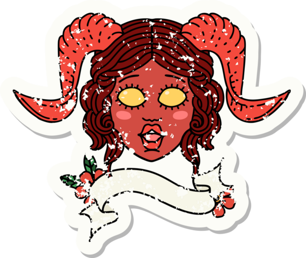 Bir insan tarafından çizilmiş parşömen pankartıyla süslenmiş karakter yüzünün grunge çıkartması