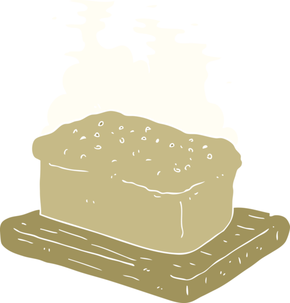 Bir insan tarafından çizilmiş bir somun ekmeğin düz renk çizimi