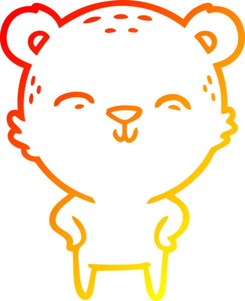 Mutlu bir çizgi film ayısının insan tarafından çizilmiş kalçaları üzerindeki sıcak çizgi çizimi.